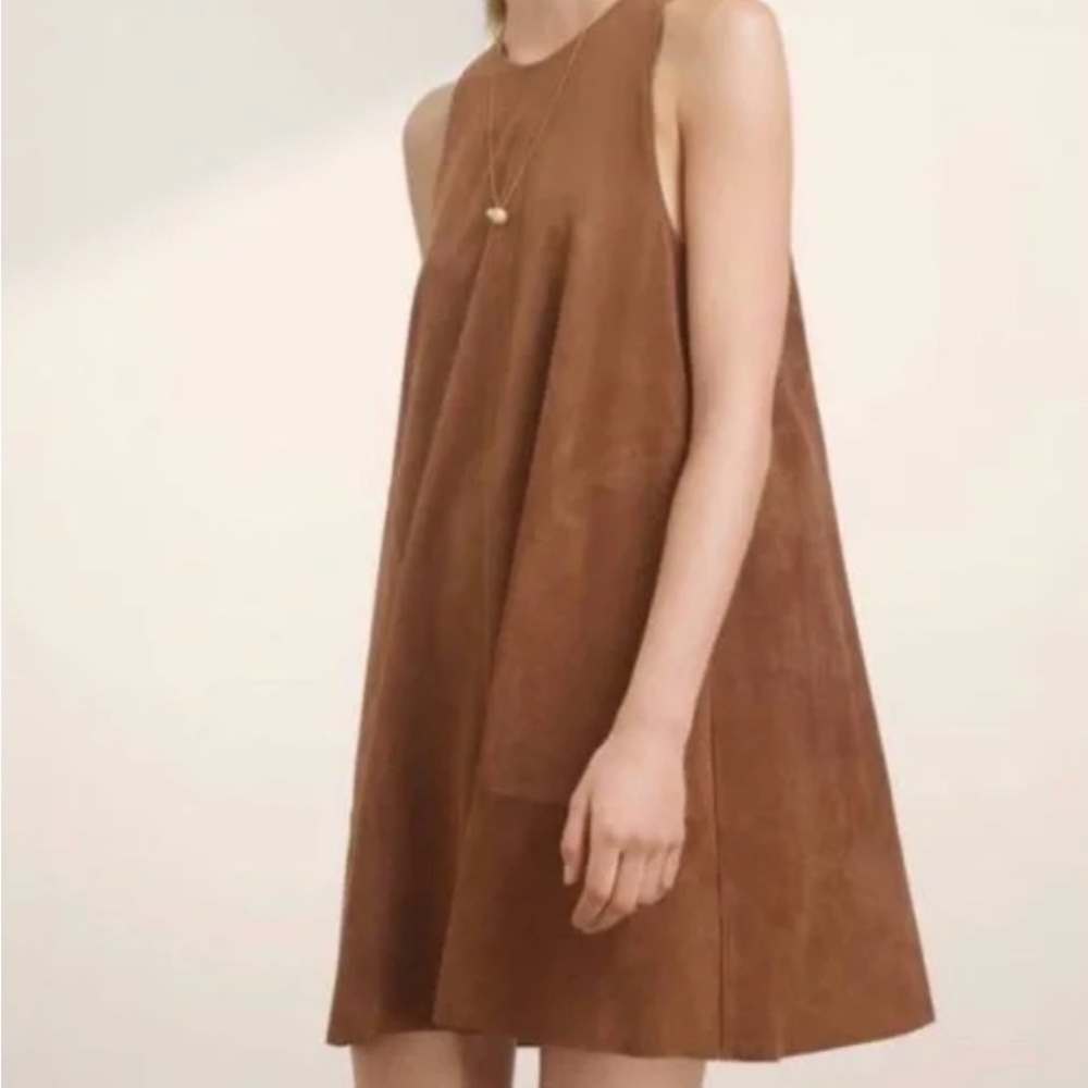 WILFRED Suede A-Line Crew Neck Sleeveless Dress